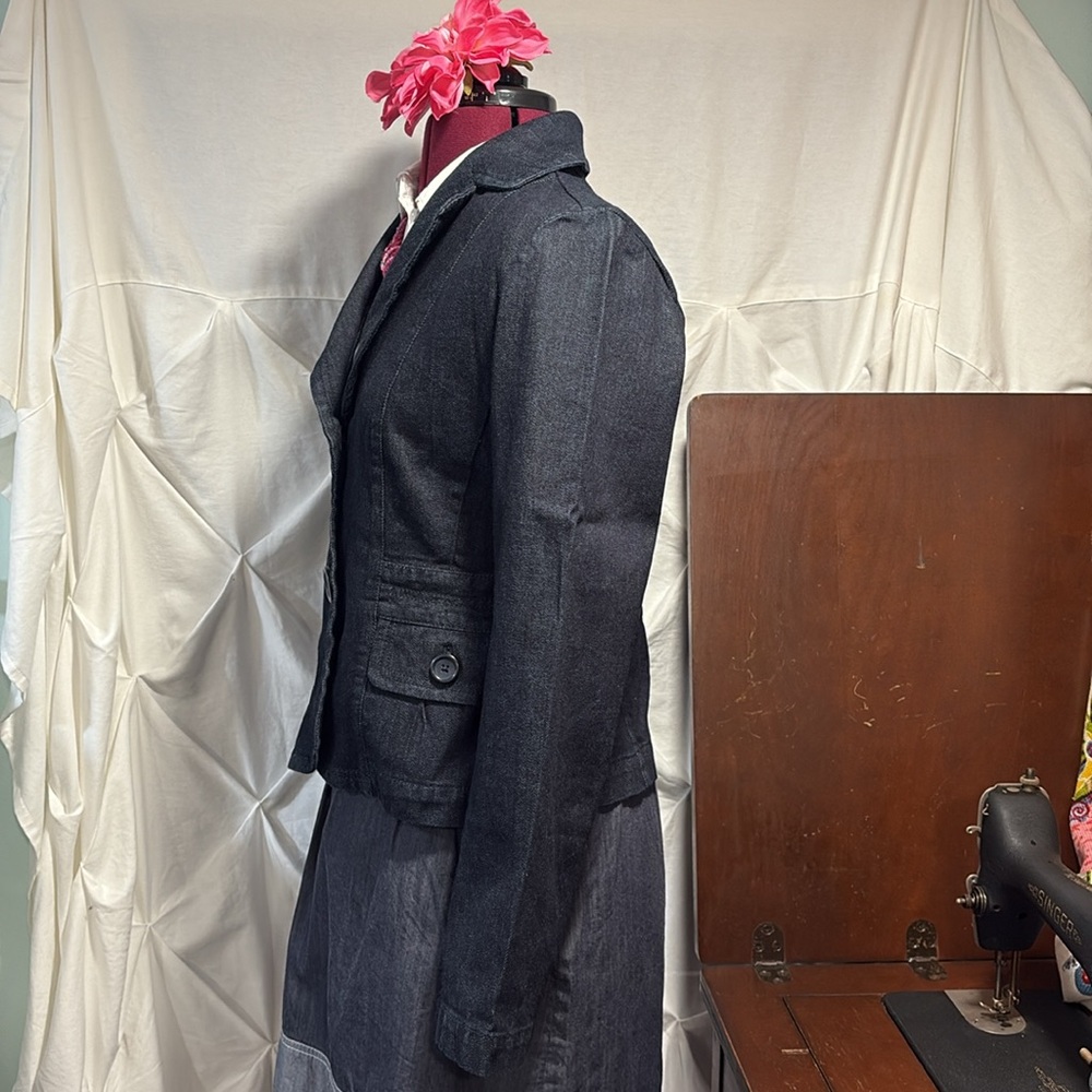 LOFT Navy Denim Blazer - Picture 4 of 7